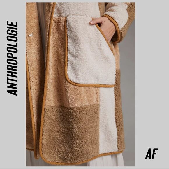 ANTHROPOLOGIE BY PILCRO COLOR BLOCK SHERPA COAT NEW NWT - Picture 6 of 10